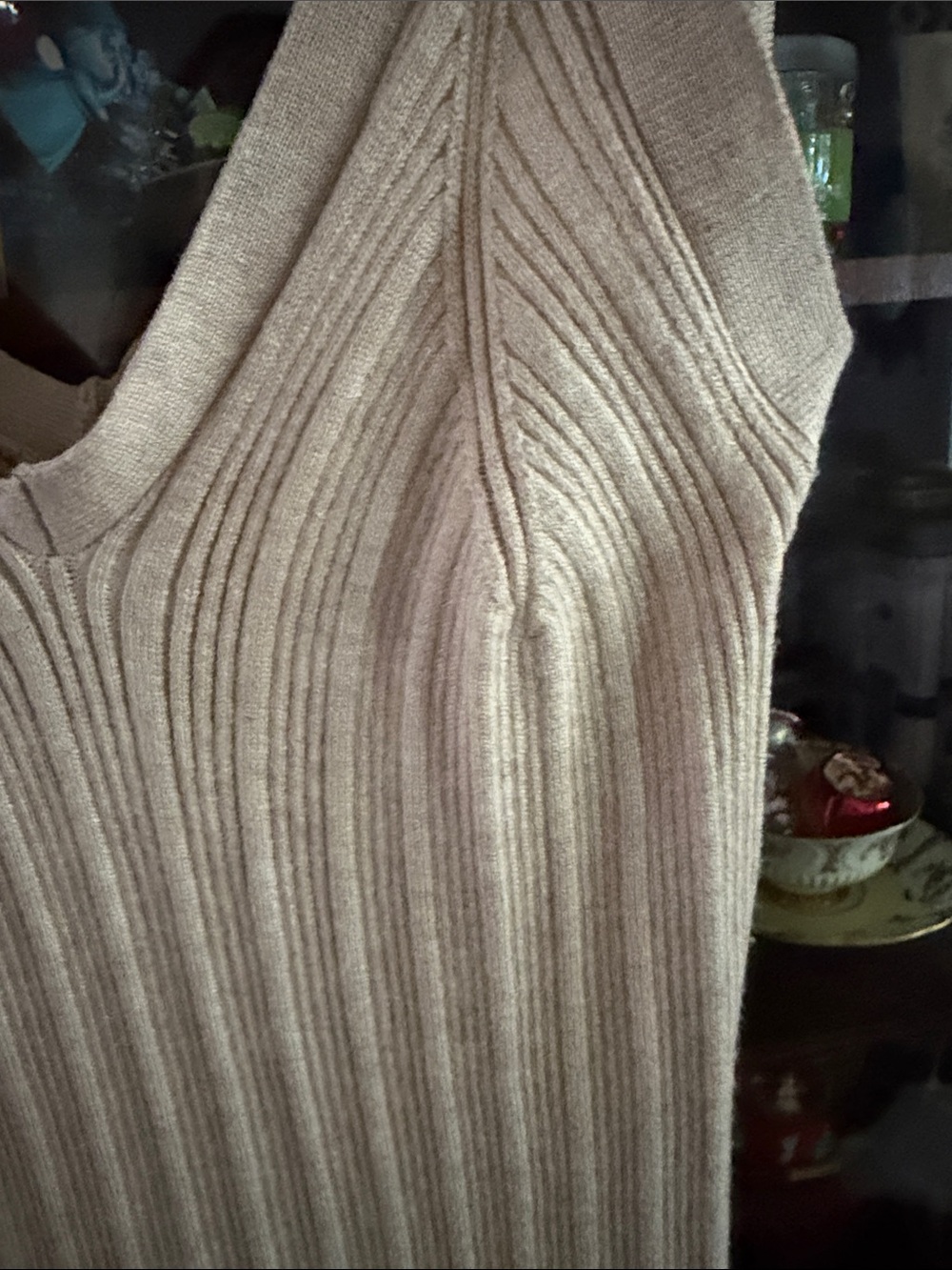 Olive & Oak Ribbed V-Neck Maxi Dress in Beige - Picture 3 of 8